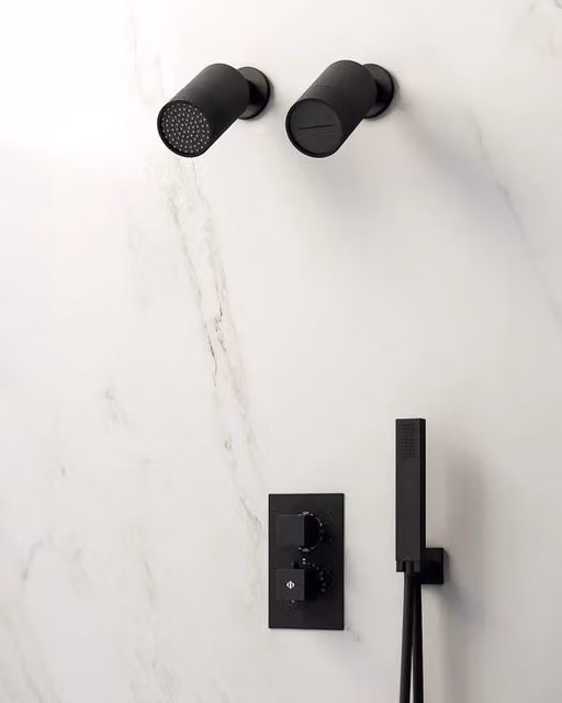 Set doccia da incasso Orion Nero Termostático lluvia + cascada DUCHA.ES