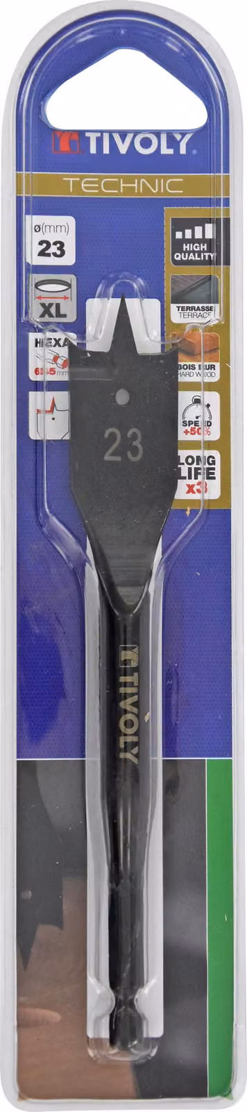 Punta per trapano per legno piatta D.23 mm Blister - Tivoly