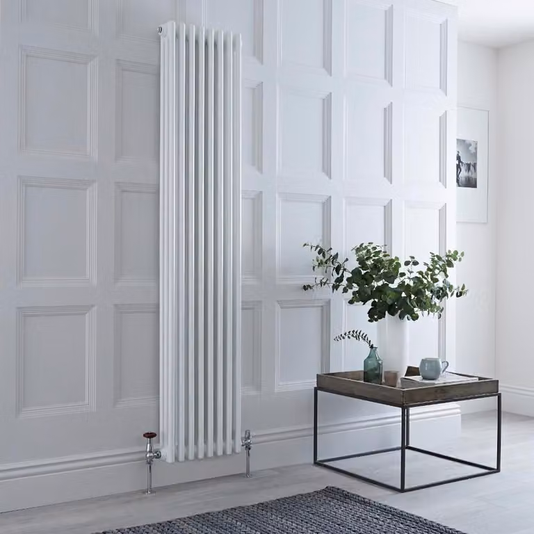 Radiatore Verticale Bianco in Stile Ghisa - 1800 x 380 x 100mm - 1220W - Regent