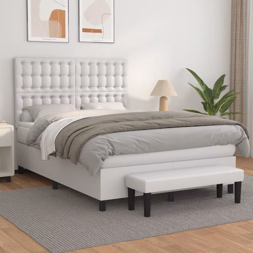 Maison Exclusive - Letto boxspring con materasso bianco 140x200 cm in ecopelle