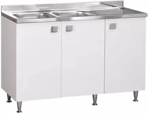 Sottolavello con lavello cucina 3 ante Bianco vasche sinistra Cm 120x50xh.91