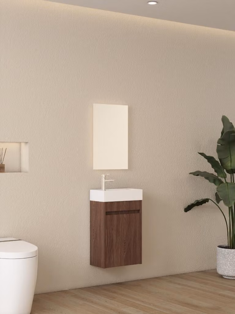 Mobile da bagno - Bianco lucido - Dimensioni compatte (41x22,5x65 cm)