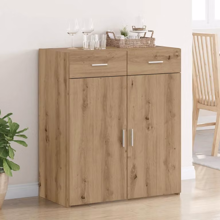 Armadio moderno vidaXL in legno rovere marrone con ante a battente e ripiani interni L/P/H: 80 x 42.5 x 93 cm