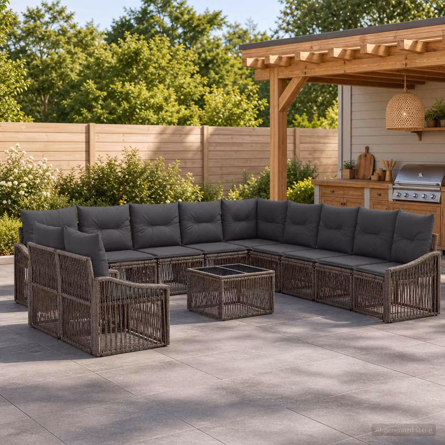 Maison Exclusive - Set di divani da giardino, 12 pezzi, grigio, in rattan sintetico