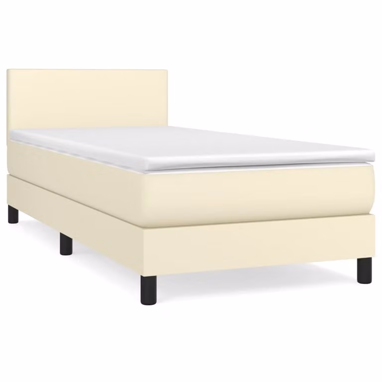 Giroletto a Molle con Materasso Crema 80x200 cm in Pelle finta