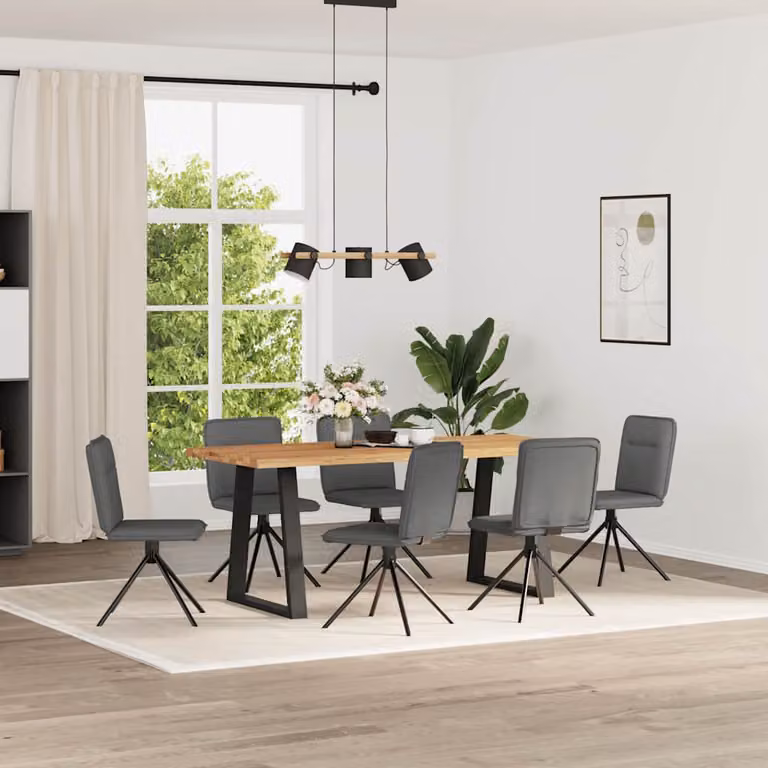 Set di 6 sedie da pranzo vidaXL in tessuto grigio scuro per soggiorno e cucina