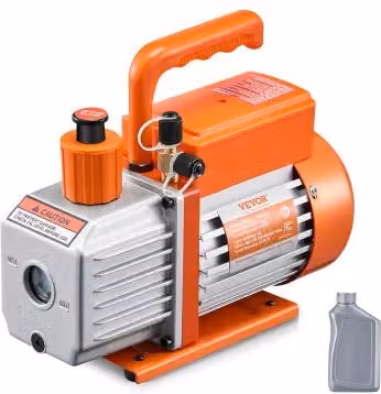 VEVOR Pompa per Vuoto 3,5 CFM, Pompa per Vuoto a Palette Rotanti Monostadio HVAC per Sistemi Kit Pompa per Vuoto AC per Auto con Contenitore per Olio per Manutenzione Aria Condizionata da Veicoli