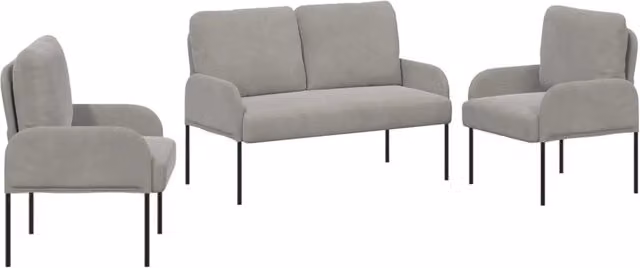 Set Divano | Divano da soggiorno | Sofa con cuscino 3 pz Grigio chiaro 115 x 56 x 80 cm