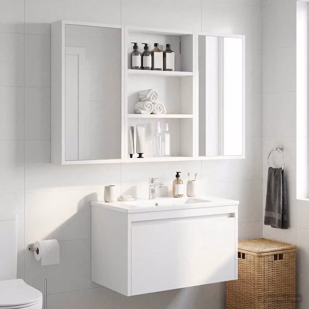 Armadio da bagno a muro vidaXL Bianco con ripiani interni e ante a battente L 40 cm x P 10 cm x H 60,5 cm
