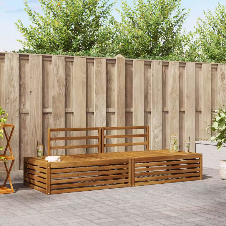 Set di 2 divani da esterno vidaXL in legno di acacia massello naturale colore marrone