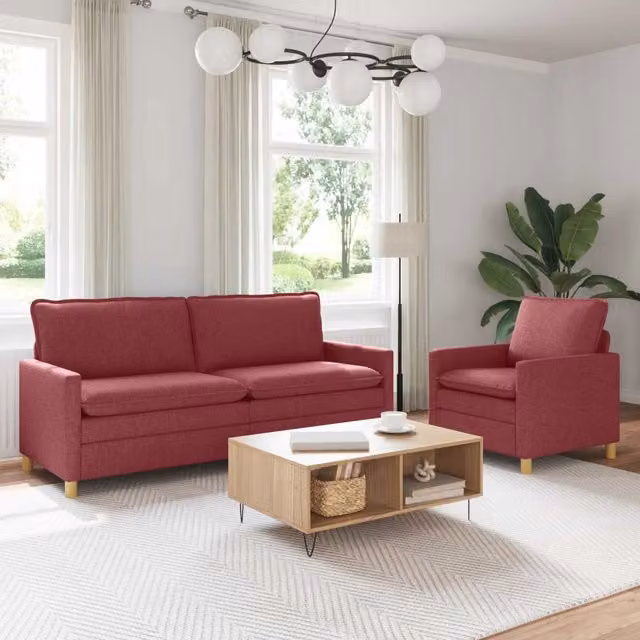Set di divani 2 pz Rosso Vino Tessuto 3417104
