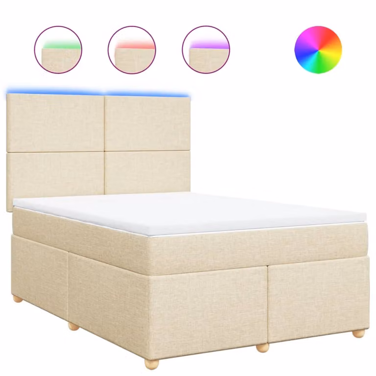Giroletto a Molle con Materasso Crema 140x200 cm in Tessuto