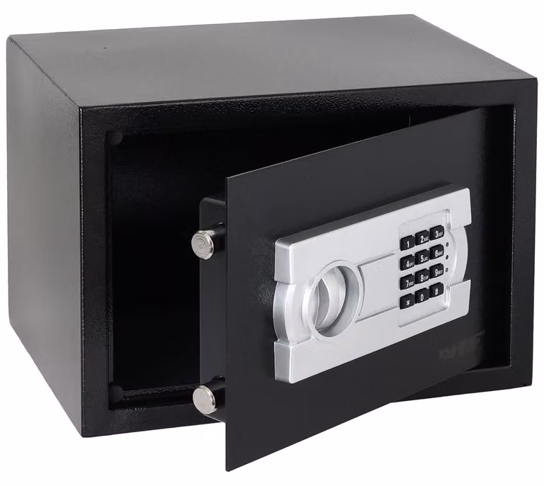 Cassaforte per mobili, serratura elettronica, dimensioni 35 x 25 x 25 cm, capacità 16,74 litri, acciaio legato, colore nero