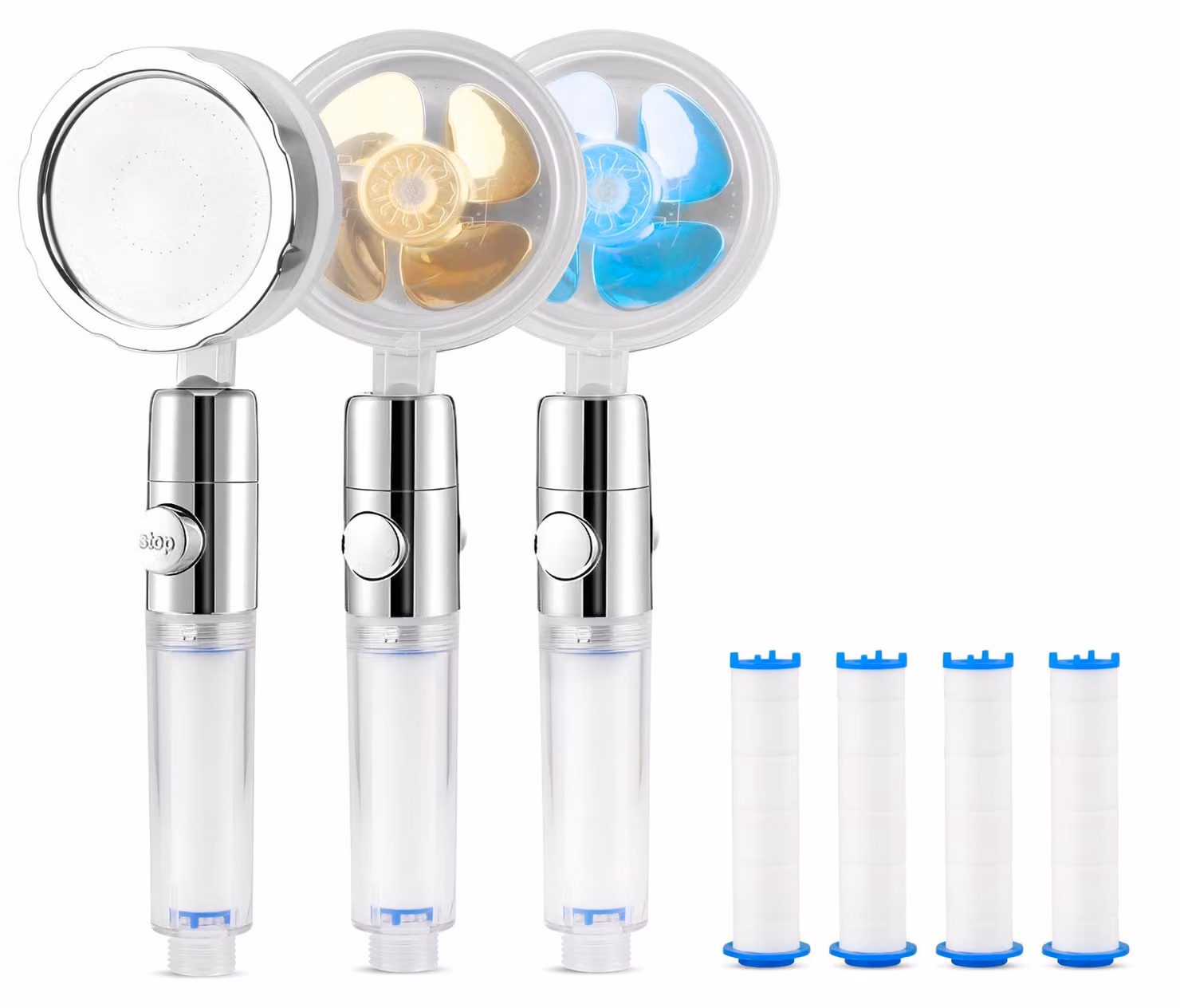 Doccetta, 2 pezzi, con filtro, 4 pezzi, filtro per doccia, soffione orientabile a 360°, filtro regolabile, soffione per bagno, soffione a risparmio idrico