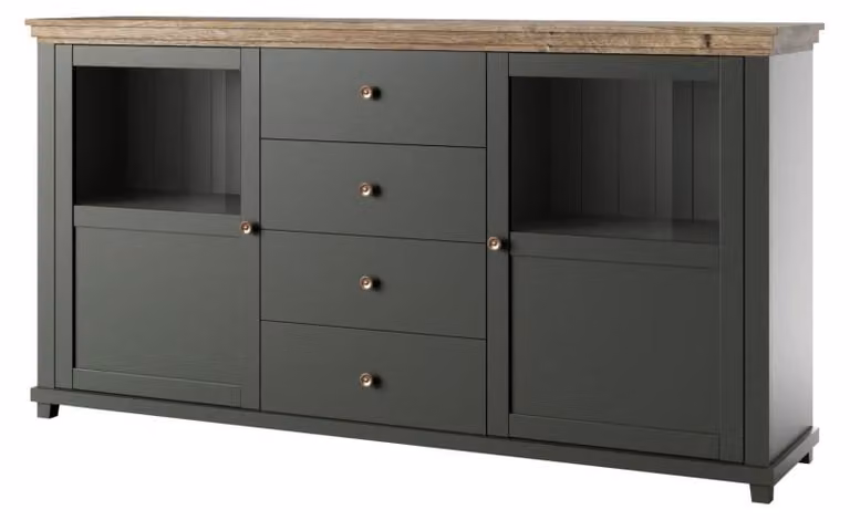 Credenza Elda credenza 181x42x93cm verde / rovere Lefkas 2 ante