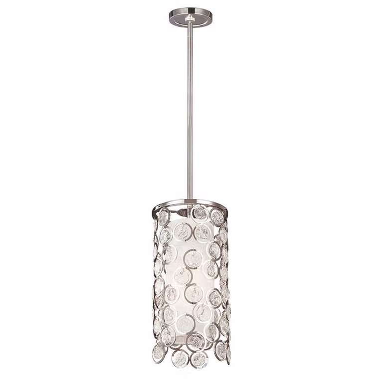 Lampada a sospensione Lexi in nichel lucido, 1xE27x60W, vetro, dimensioni: 175,3x17,8x17,8 cm, IP20, Feiss
