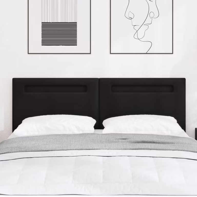 Testiera per letto con illuminazione LED vidaXL in pelle sintetica nera e legno