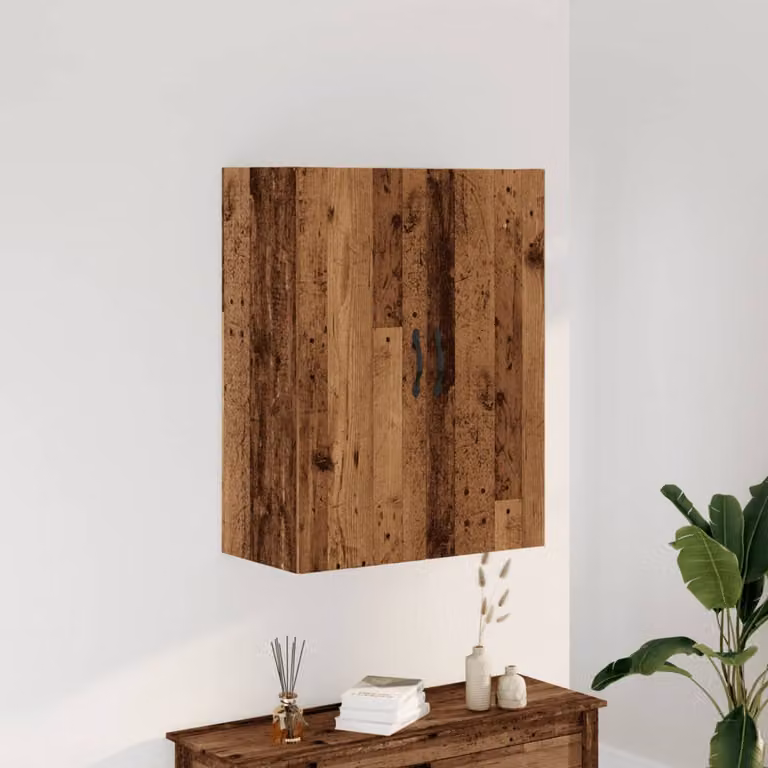 Mobile a parete vidaXL in legno antico marrone con ante a battente L: 69,5 cm, P: 34 cm, H: 90 cm