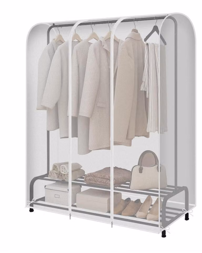 Copertura per appendiabiti con cerniera, sacchi trasparenti per abiti, custodia protettiva antipolvere, impermeabile, dimensioni 150 x 50 x 150 cm