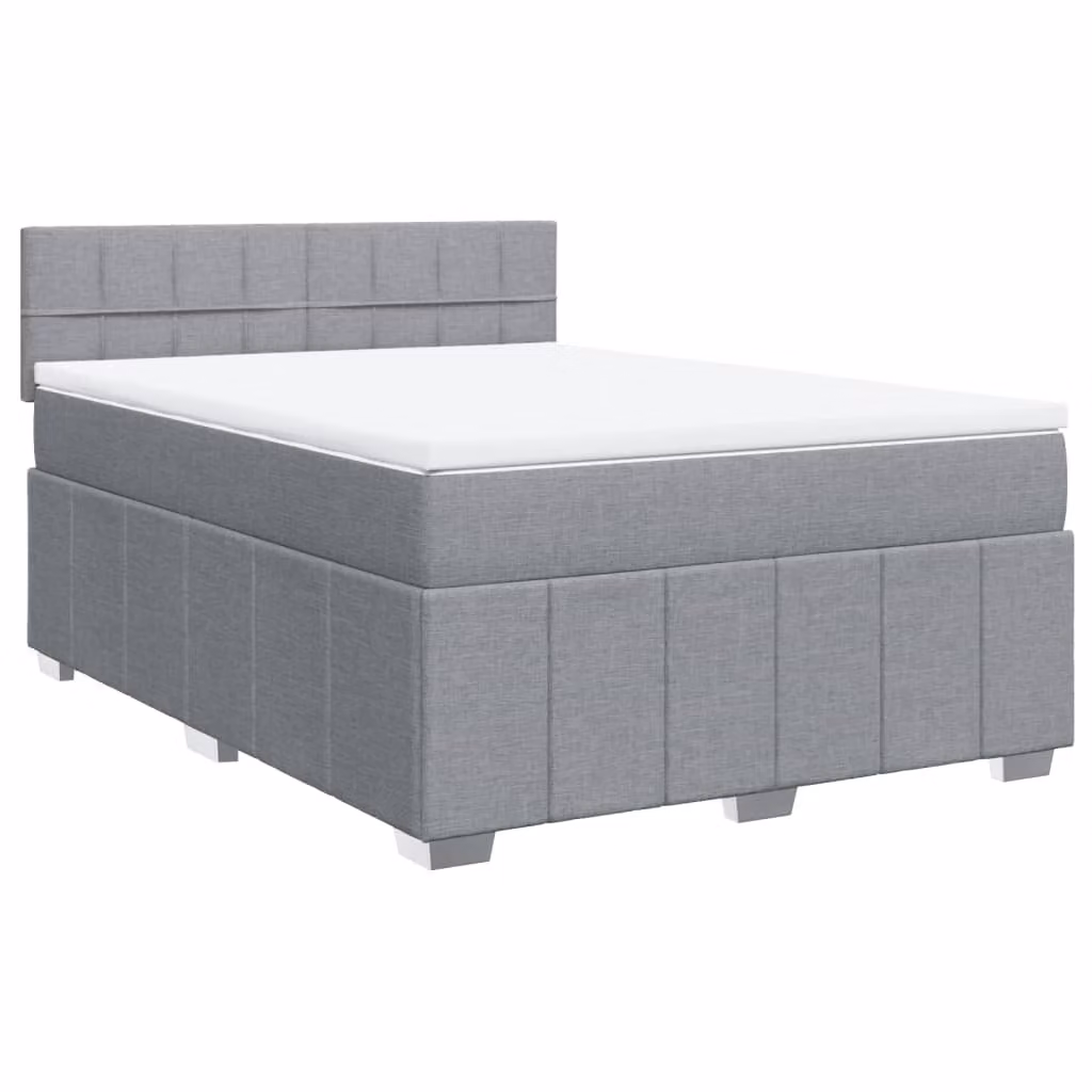 Giroletto a Molle con Materasso Grigio Chiaro 140x200cm Tessuto