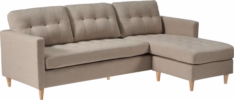 Divano Marino chaise longue 3 persone in tessuto colore sabbia.