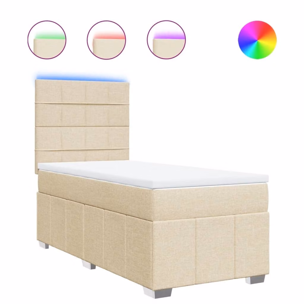 Giroletto a Molle con Materasso Crema 100x200 cm in Tessuto