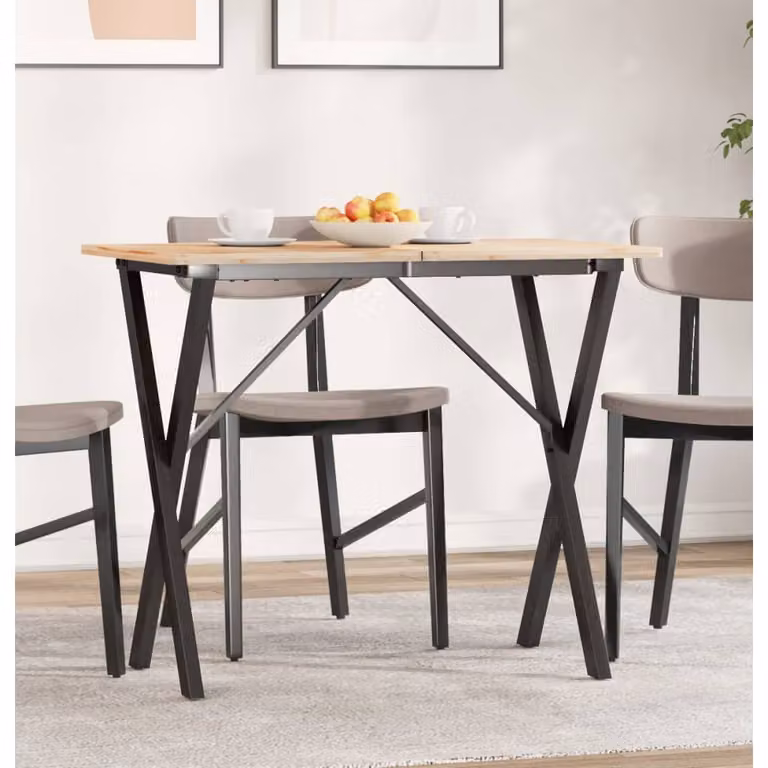 vidaXL Gambe a X per Tavolo da Pranzo in Acciaio Nero Opaco L: 80 cm, P: 40 cm, H: 73 cm
