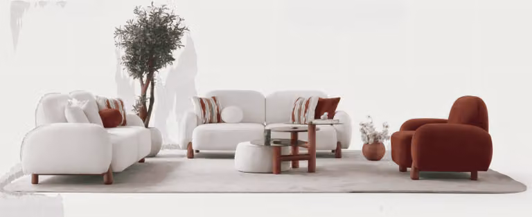 Wohnzimmer Set (Sofagarnitur 3+3+1) mit klaren Formen und angenehmer Haptik.