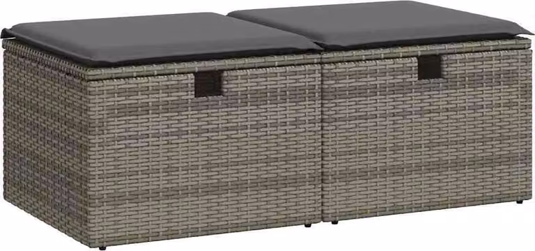 Set Divano Giardino 2 pz con Cuscini Grigio Polyrattan Acacia