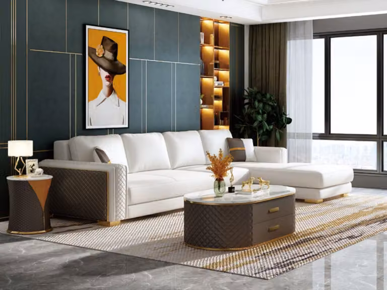 Ecksofa Polster Garnitur Wohnlandschaft L-Form Designer Sofa Couch Ecksofa