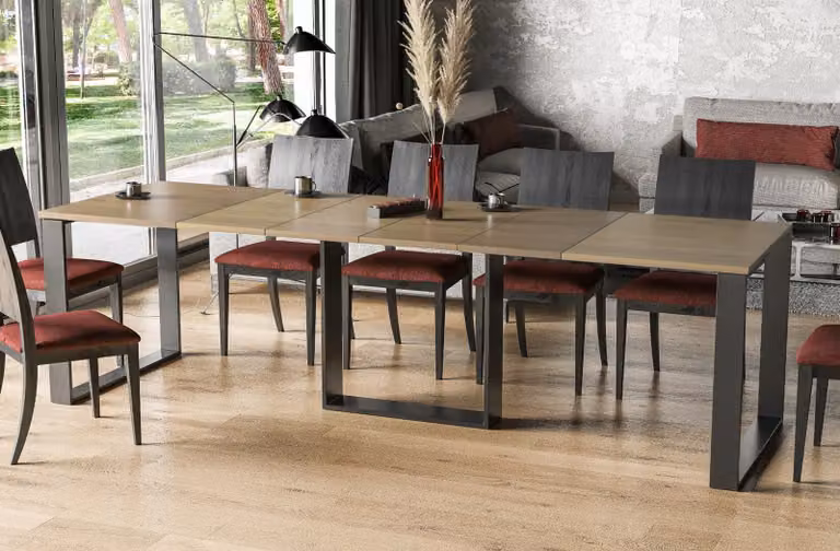 Tavolo da pranzo Endo-Möbel Borys allungabile fino a 130cm - 310cm tavolo da pranzo in metallo con base a slitta (rovere naturale)