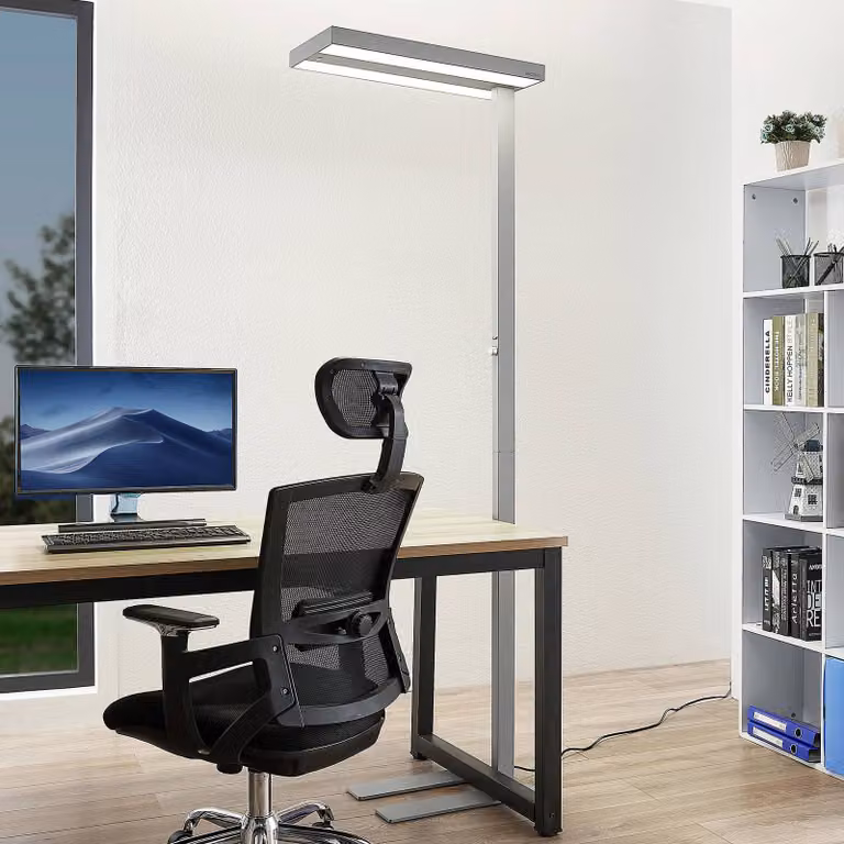 Arcchio Piantana LED Logan Pro, argento, sensore, dimmerabile Pro Arcchio,, Alluminio / Grigio / Zincato, Studio / Ufficio, Alluminio, Moderno