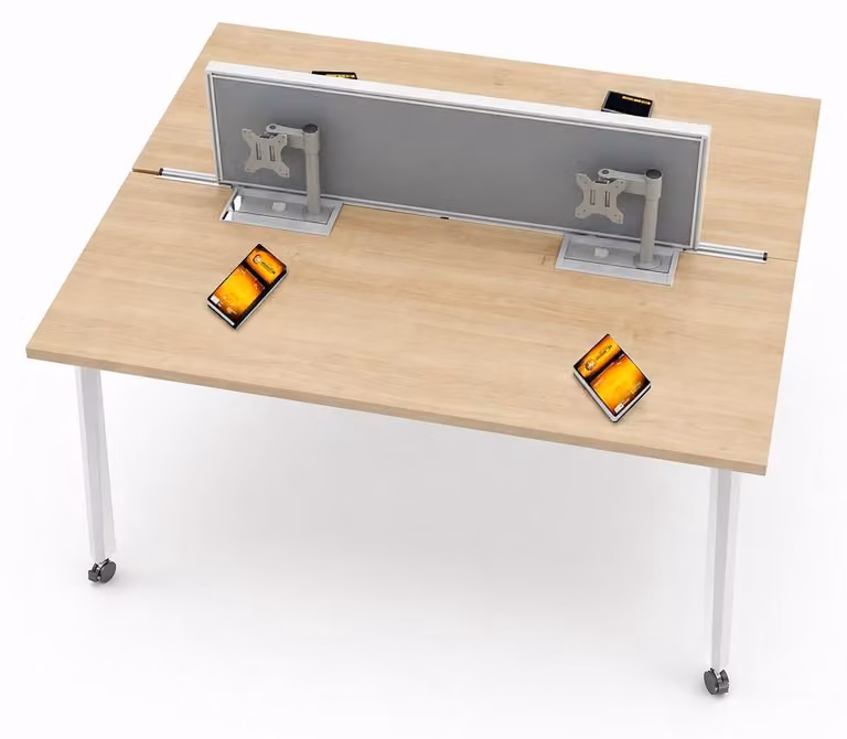 Moderna combinazione di scrivanie in stile scandinavo con divisorio