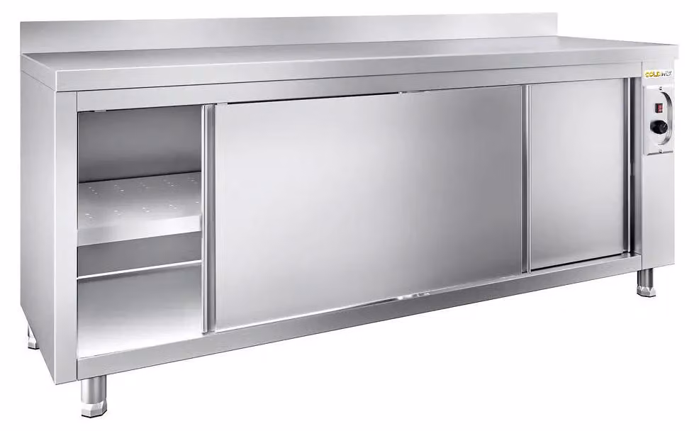 Mobile riscaldato in acciaio inossidabile, modello PREMIUM - GOLDINOX, dimensioni 2000x600 mm