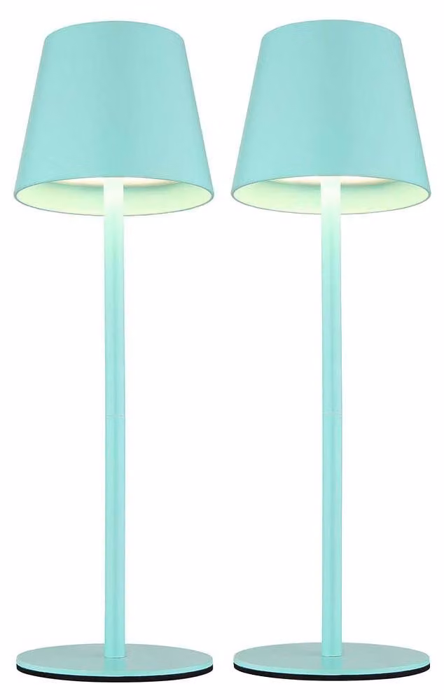 set di 2 lampade da tavolo a LED, menta, batteria ricaricabile, CCT, touch, tappo per bottiglia
