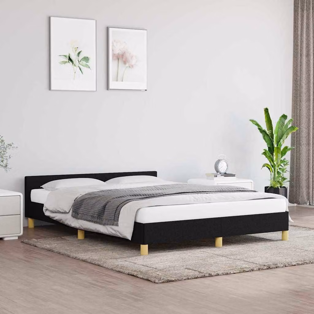 vidaXL Giroletto senza Materasso Nero in Tessuto L/P/H: 200 x 140 x 146 cm
