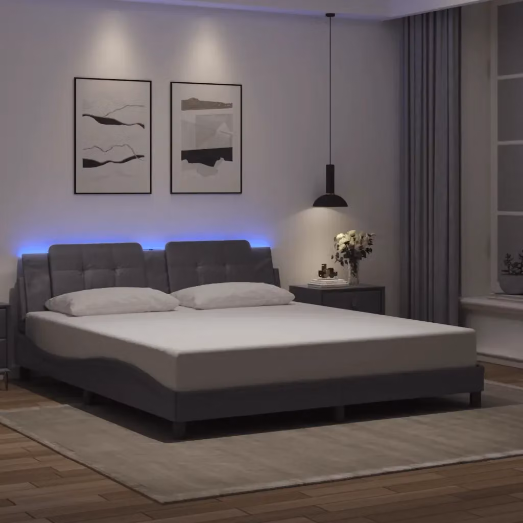 Letto matrimoniale Zadar Grigio con illuminazione LED e porte USB, L/P: 180 x 200 cm – 2