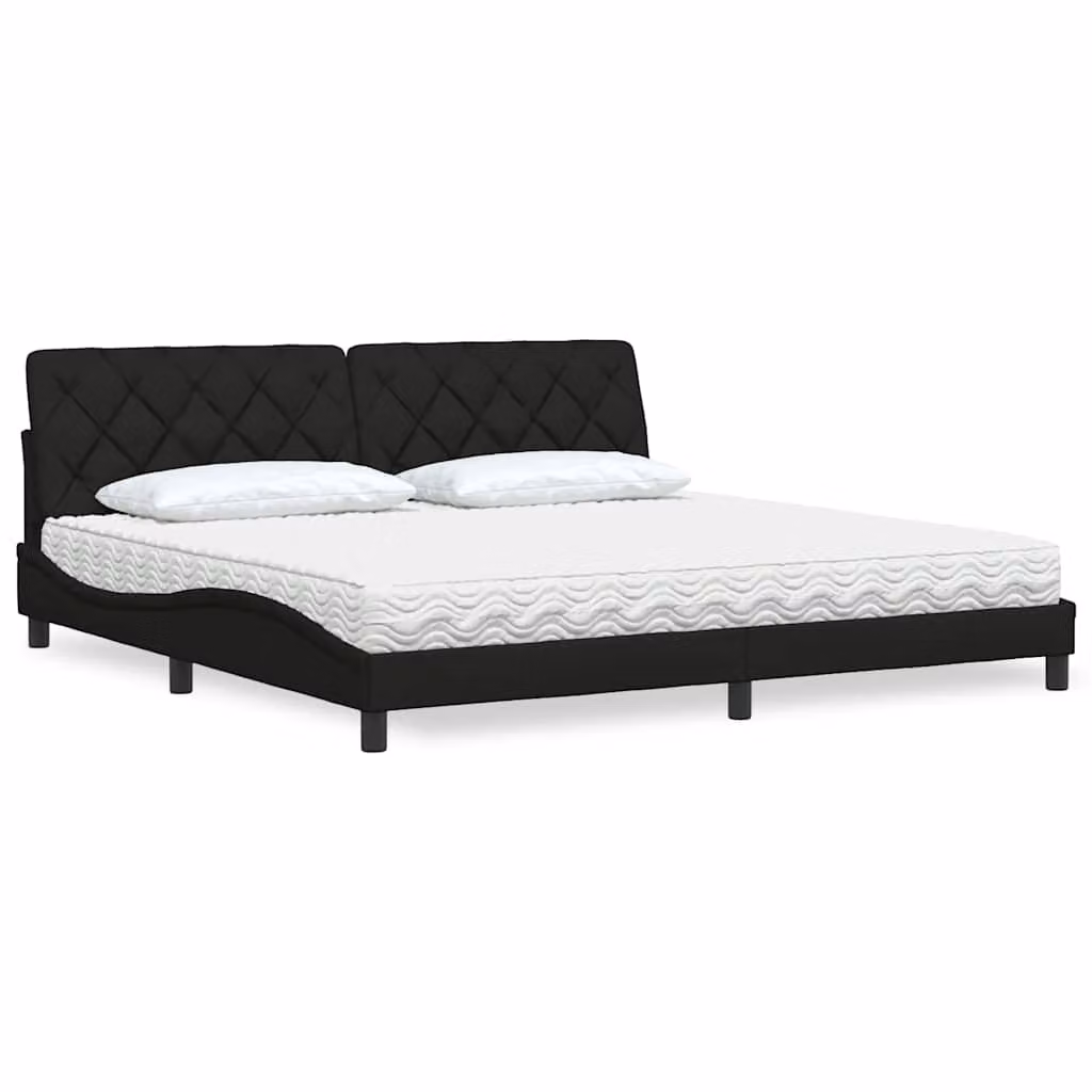 Letto con Materasso vidaXL in Tessuto Nero L/P/H: 200 x 200 x 74,5 cm