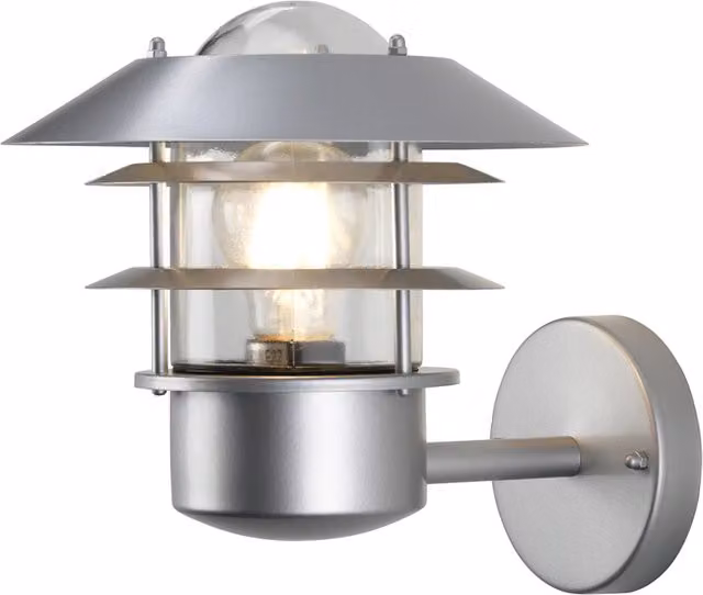Applique esterna Elstead Helsingor argento in acciaio inox e vetro con attacco E27 IP44 per giardino e terrazza