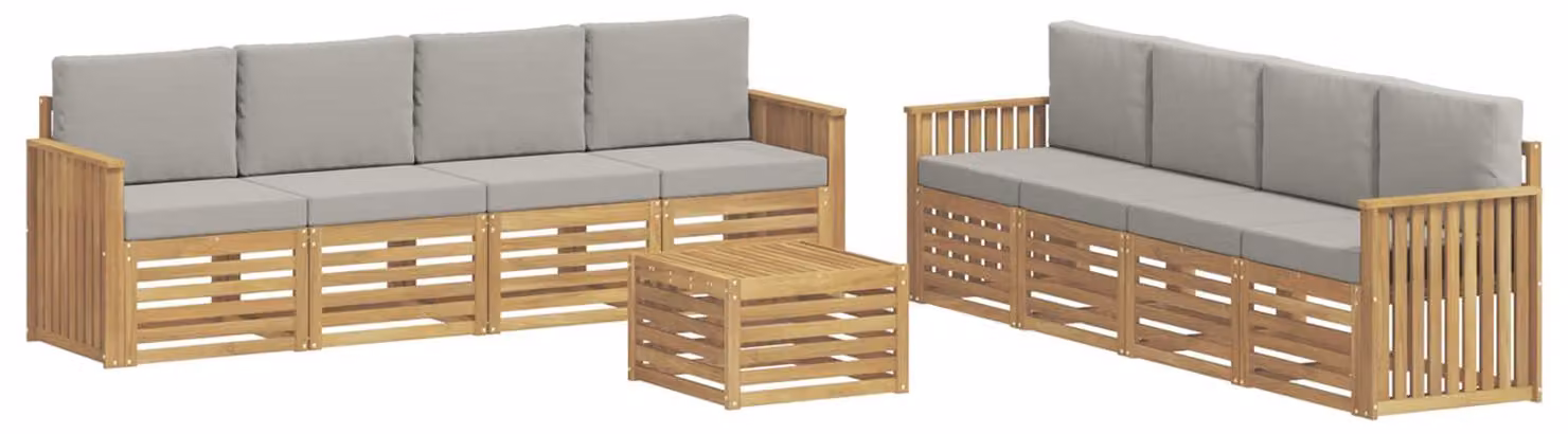 Set di mobili per divano, 9 pezzi, bianco e grigio chiaro, 59 x 59 x 37 cm