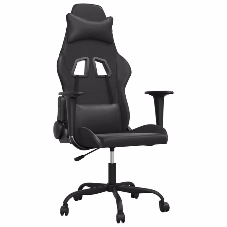 Sedia da Gaming Massaggiante Nera in Pelle finta
