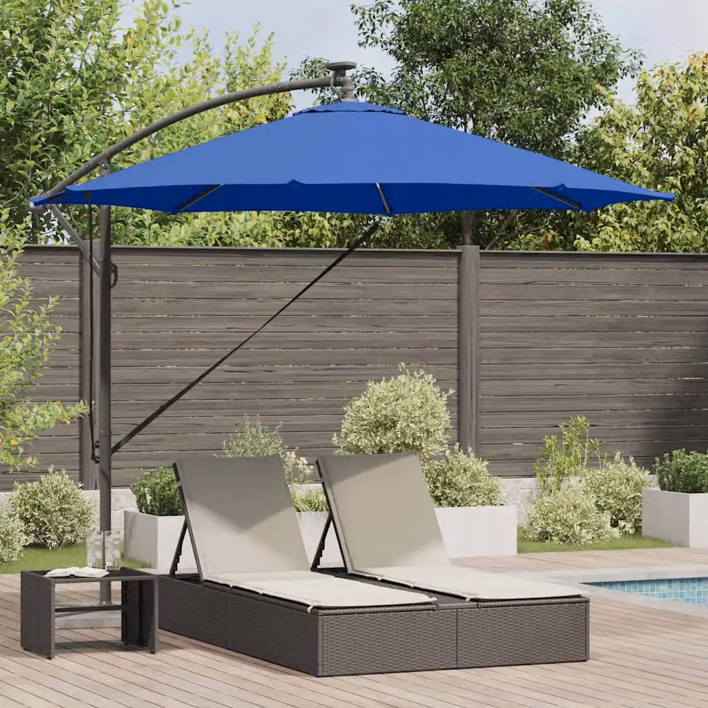 Ombrellone a braccio laterale vidaXL in poliestere e alluminio, Azzurro, L: 294 cm, P: 294 cm, H: 248 cm