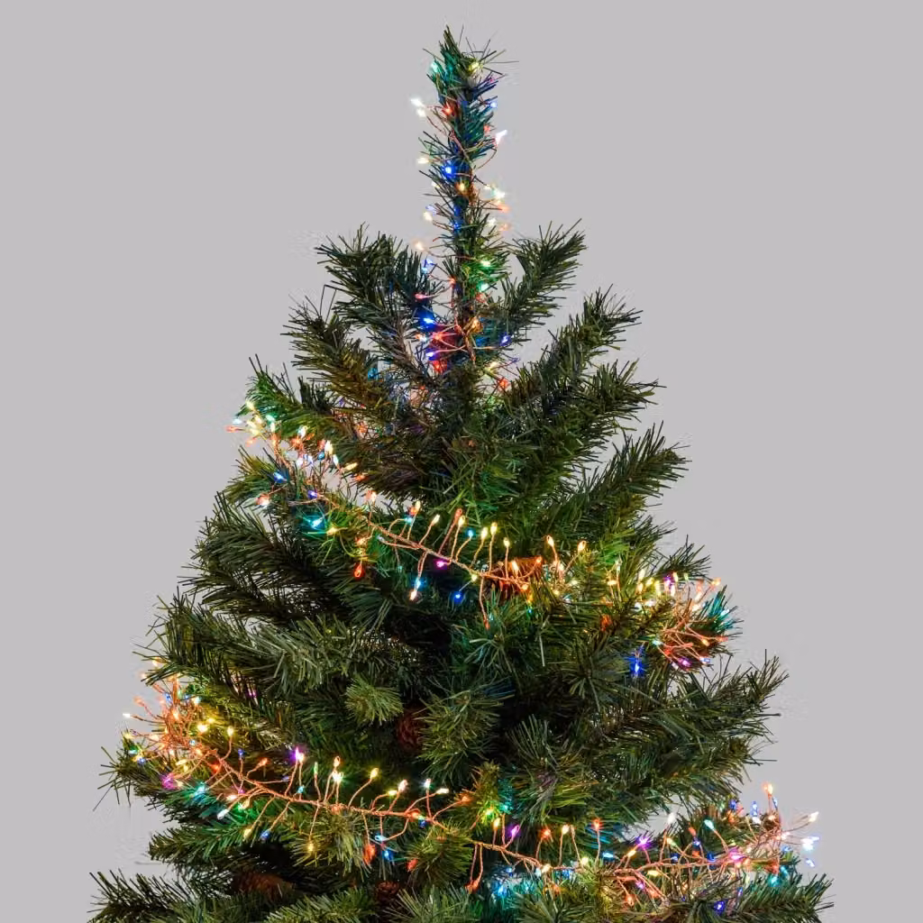 Luci di Natale MicroLED IPERBRIKO Multicolore con 1200 LED e Cluster da 8 cm, Lunghezza 4+6 m