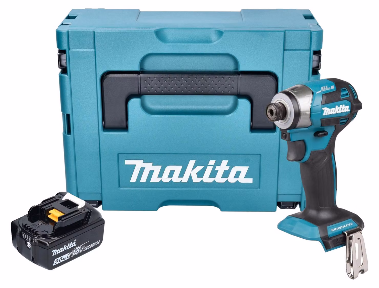 Avvitatore a impulsi a batteria Makita DTD 173 T1J 18 V 180 Nm 1/4" senza spazzole + 1x batteria ricaricabile 5,0 Ah + Makpac - senza caricabatteria
