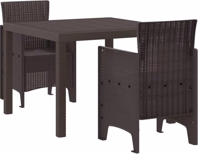 Set da Pranzo per Giardino 3 pz Marrone Polipropilene 3378677