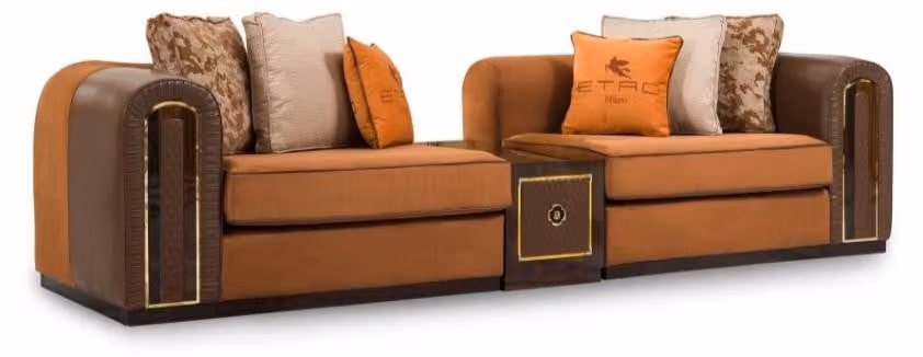 Stilvolle Braune 4-Sitzer Couch Modernes Wohnzimmer Polstersofa