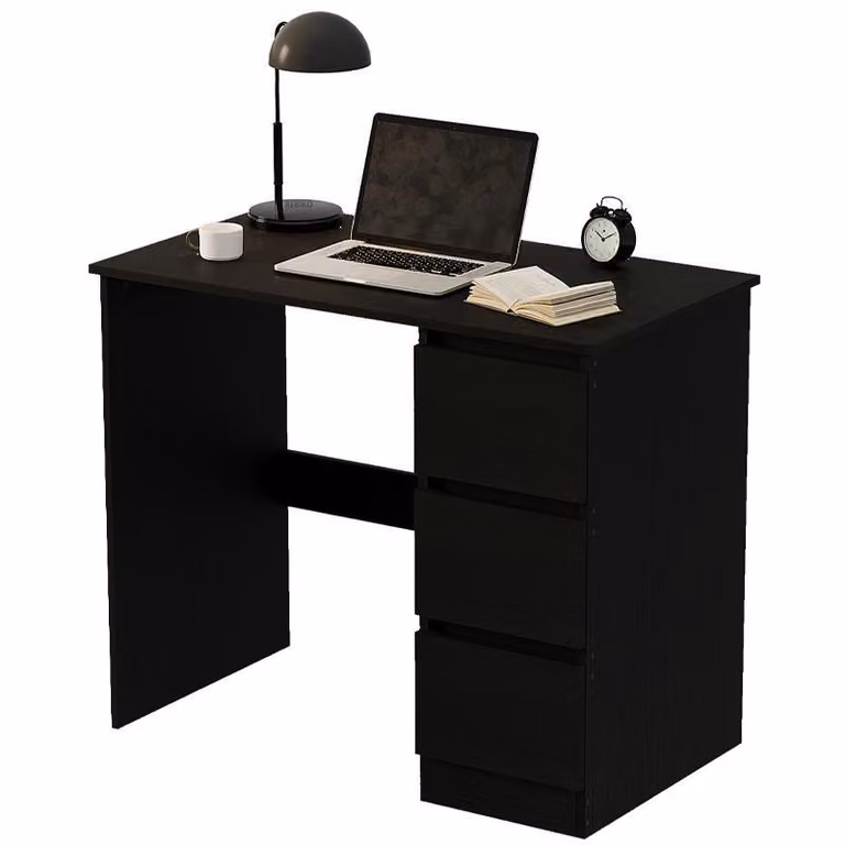SCrivania per computer Tavolino nero per giovani Moderno con cassetti LOFT