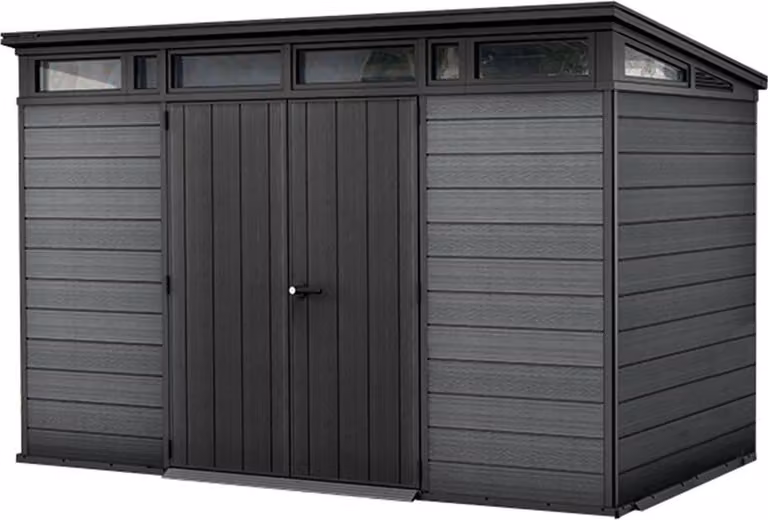 Casetta da giardino Keter Cortina 117 - 342x218x226cm - plastica - grigio - Evotech - resistente alle intemperie + senza manutenzione