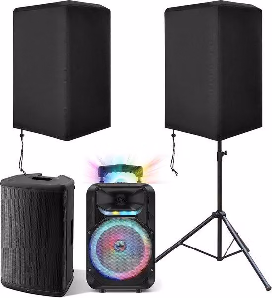 2 coperture protettive per altoparlanti - Resistenti ai raggi UV e impermeabili - 48x50,8x76 cm - Colore nero, ideali per terrazze, giardini e aree relax