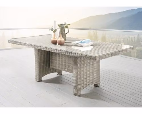 Tavolo da giardino Destiny Tavolo Luna Bianco Tavolo in vimini Polyrattan 200 x 100 Tavolo da pranzo